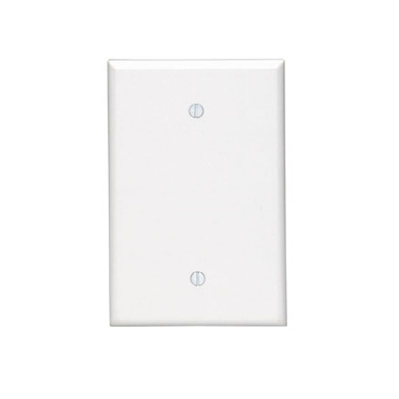 Leviton 88114 Blank Wallplate, 5-1/4 in L, 3-1/2 in W, 1/4 in Thick, 1 -Gang, Thermoset Plastic, White, Smooth White