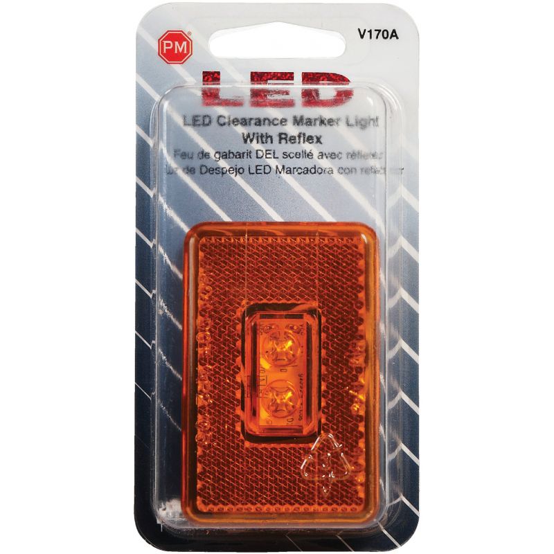 Peterson Side Marker Clearance Light With Reflex Amber, Rectangle