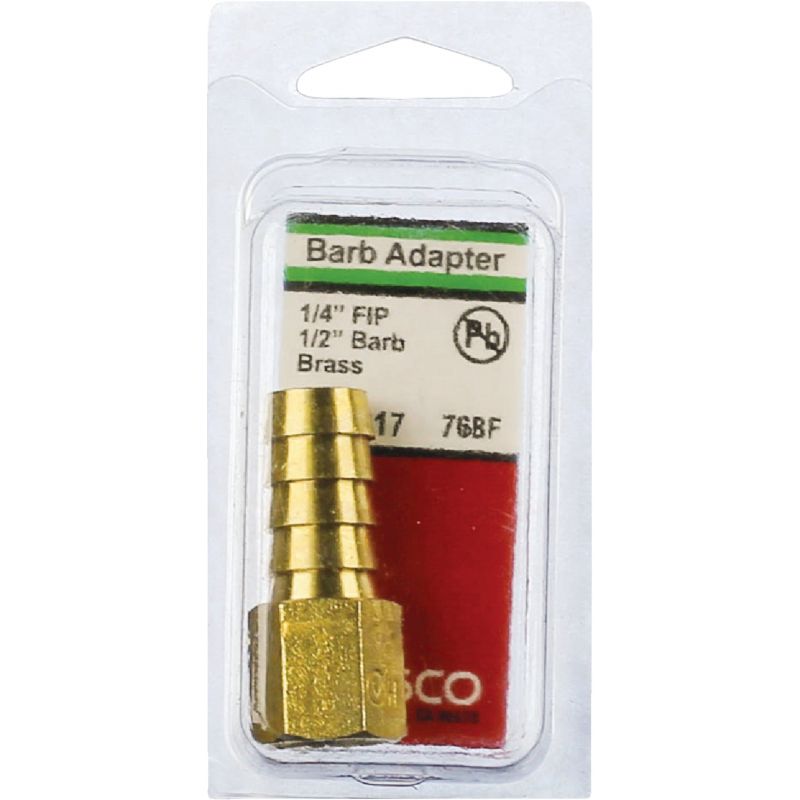 Lasco Brass Hose Barb X Female Pipe Thread Adapter 1/4&quot; FPT X 1/2&quot; Hose Barb