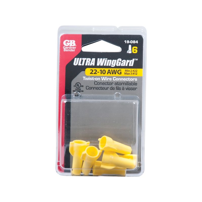 Gardner Bender WingGard 19-084 Wire Connector, 22 to 10 AWG Wire, Steel Contact, Thermoplastic Housing Material, Yellow Yellow