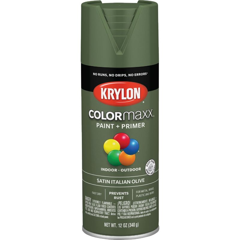 Krylon ColorMaxx Spray Paint + Primer Italian Olive, 12 Oz.
