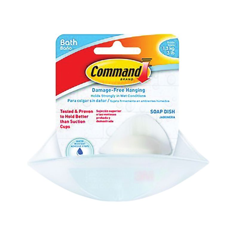 Command BATH14-ES Bath Soap Dish, Plastic, Frosted Frosted
