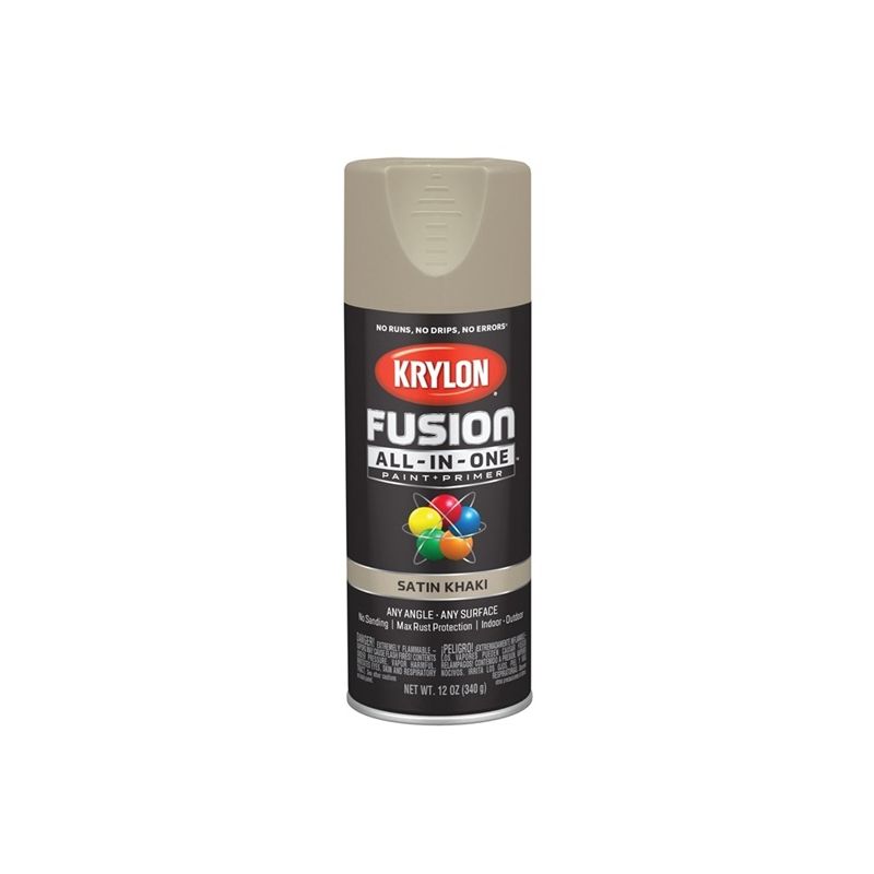 Krylon K02740007 Spray Paint, Satin, Khaki, 12 oz, Can Khaki