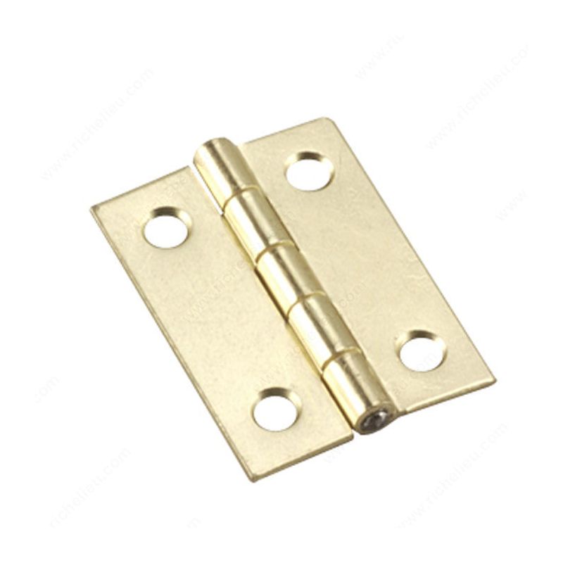 Onward 837BR Butt Hinge, 2 in H Frame Leaf, 1/16 in Thick Frame Leaf, Steel, Brass, Non-Removable Pin, Mortise Mounting