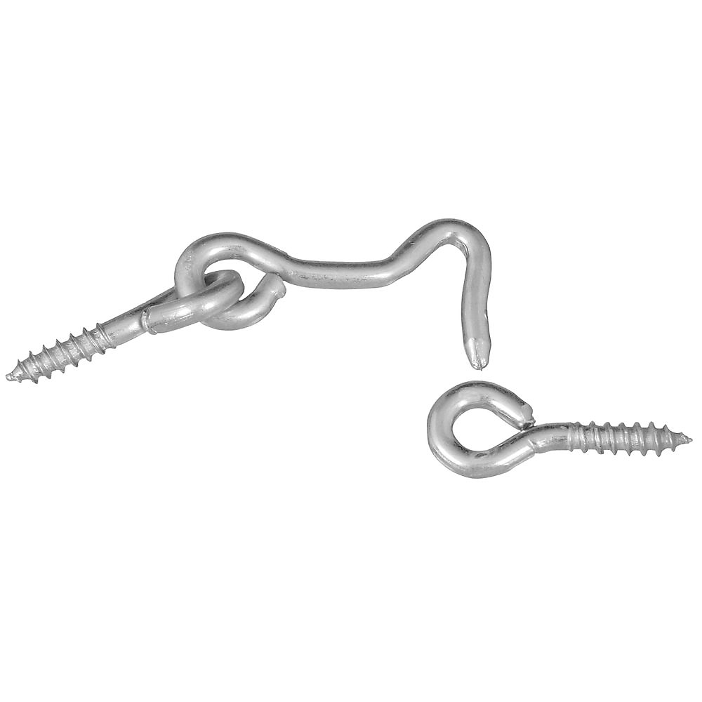 National Hardware V2000 Series N117-853 Hook and Eye, Steel, Zinc, 2/PK