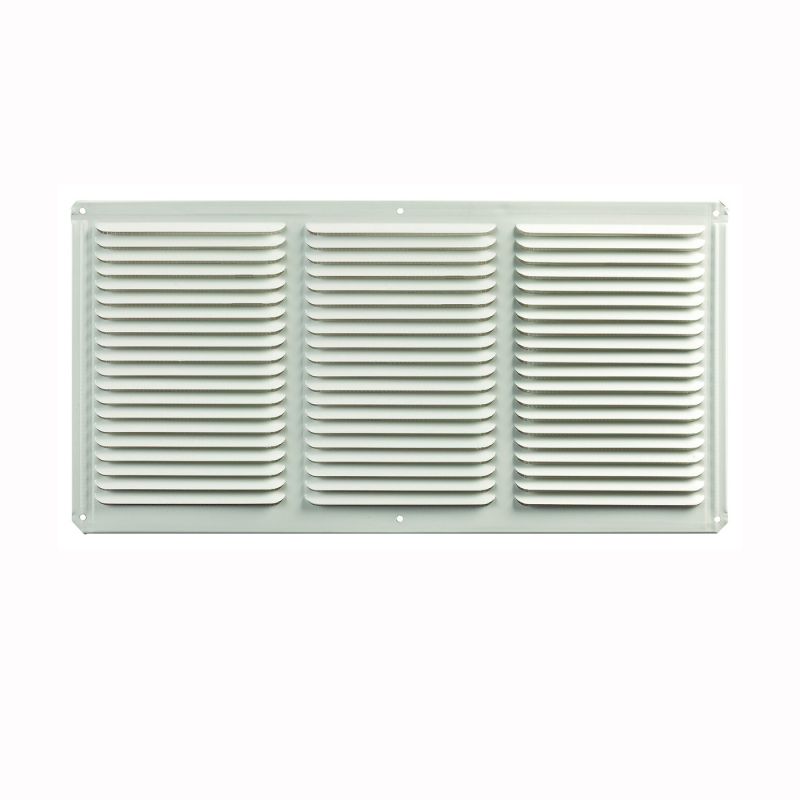Master Flow EAC16X8W Undereave Vent, 8 in L, 16 in W, 65 sq-ft Net Free Ventilating Area, Aluminum, White White