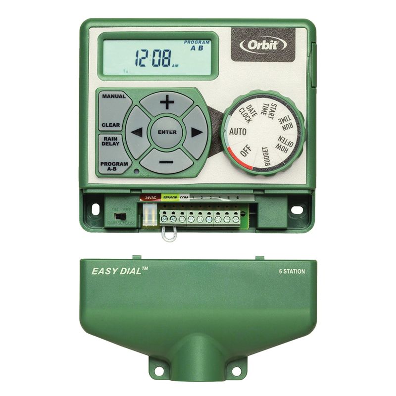 Orbit 57596 Indoor Sprinkler Timer, 120 V, 6 -Zone, 2 -Program, 1 to 99 min Cycle, LCD Display