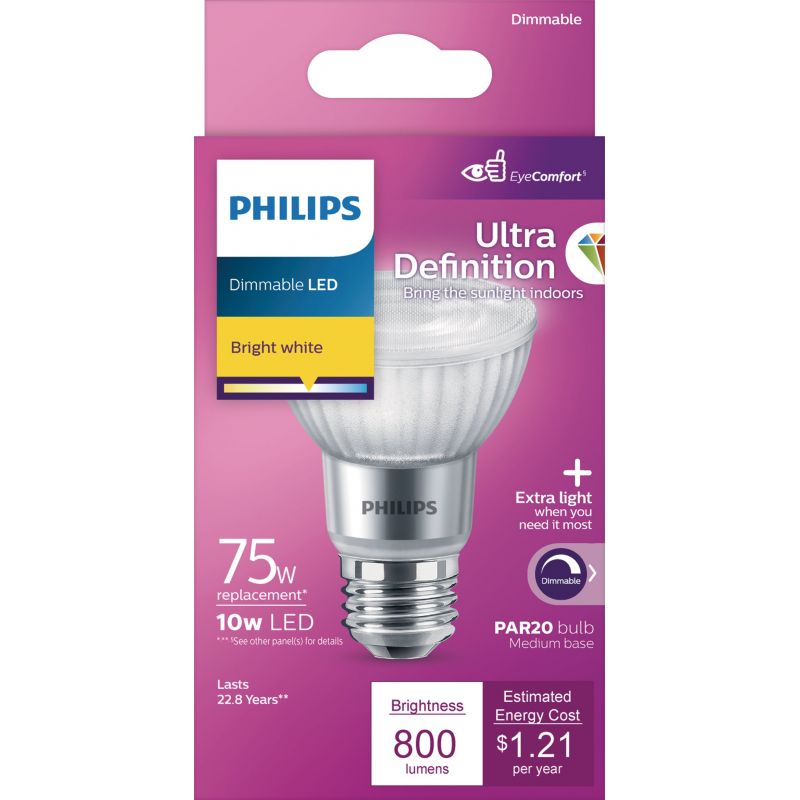 Philips Ultra Definition PAR20 Medium Dimmable LED Floodlight Light Bulb