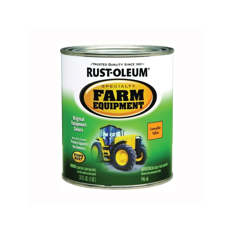 RUST-OLEUM SPECIALTY 7449502 Farm Equipment Enamel, Caterpillar Yellow, 1 qt Can Caterpillar Yellow