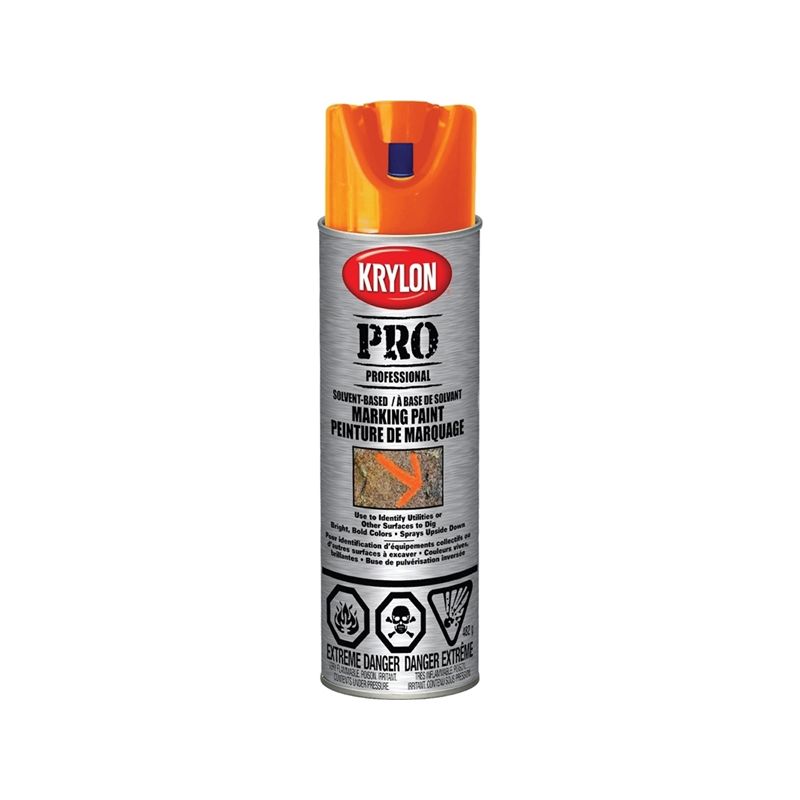 Krylon 458540000 Inverted Marking Spray Paint, Fluorescent Orange, 15 oz Fluorescent Orange