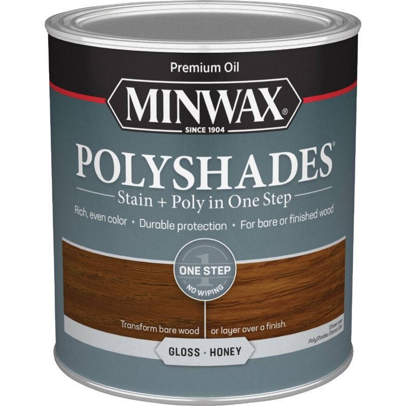 Minwax Polyshades Stain &amp; Finish Polyurethane In 1-Step Honey, 1 Qt.