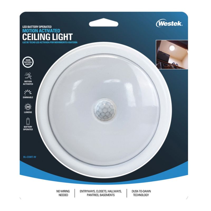 Westek BL-CSMT-WT Ceiling Light, C Battery, LED Lamp, 200 Lumens, White White