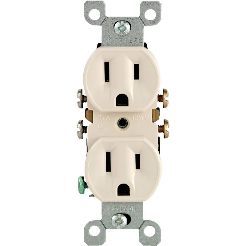 Leviton Shallow Grounded Duplex Outlet Light Almond, 15A (Pack of 10)