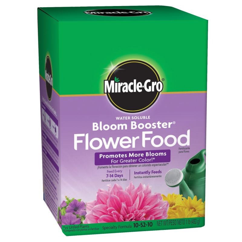 Miracle-Gro Bloom Booster 136001 Flower Food, 1 lb, Solid, 10-52-10 N-P-K Ratio Blue