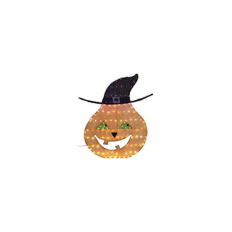 Hometown Holidays 72719 Pre-Lit 2D Pumpkin Halloween Decoration, 40 in H, Black/Orange, Outdoor Black/Orange