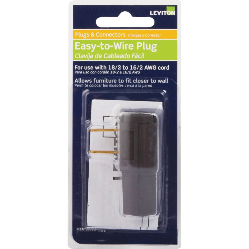 Leviton Easy Wire Cord Plug Brown, 15A