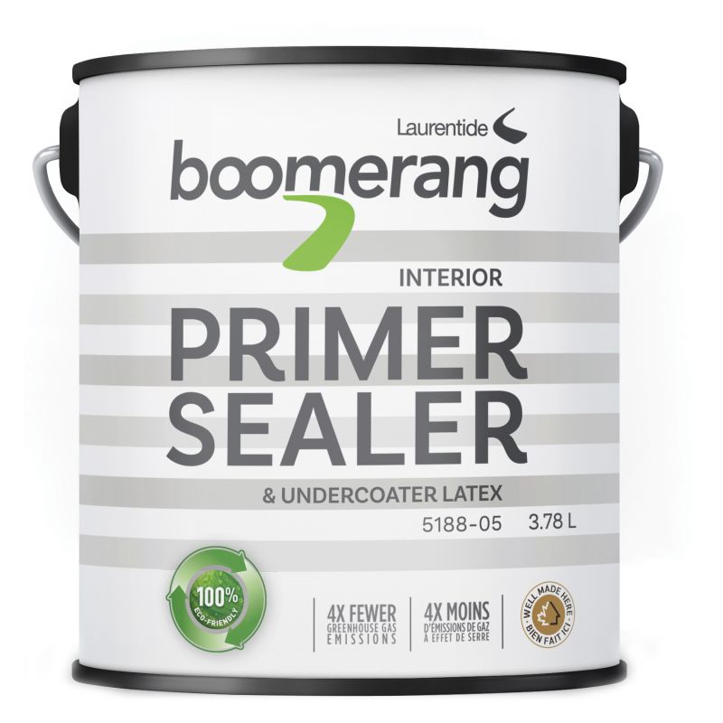 boomerang 5188-05L19 Latex Primer, Flat, White, 3.78 L, Can White