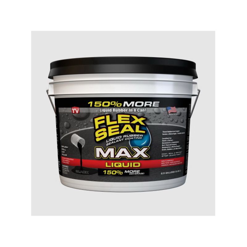 Flex Seal LFSMAXBLK02 Rubberized Coating, Black, 2.5 gal, Can Black