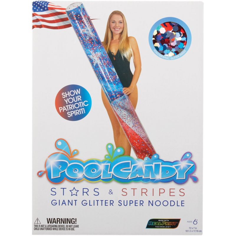 PoolCandy Stars &amp; Stripes Glitter Super Noodle Water Toy Multi