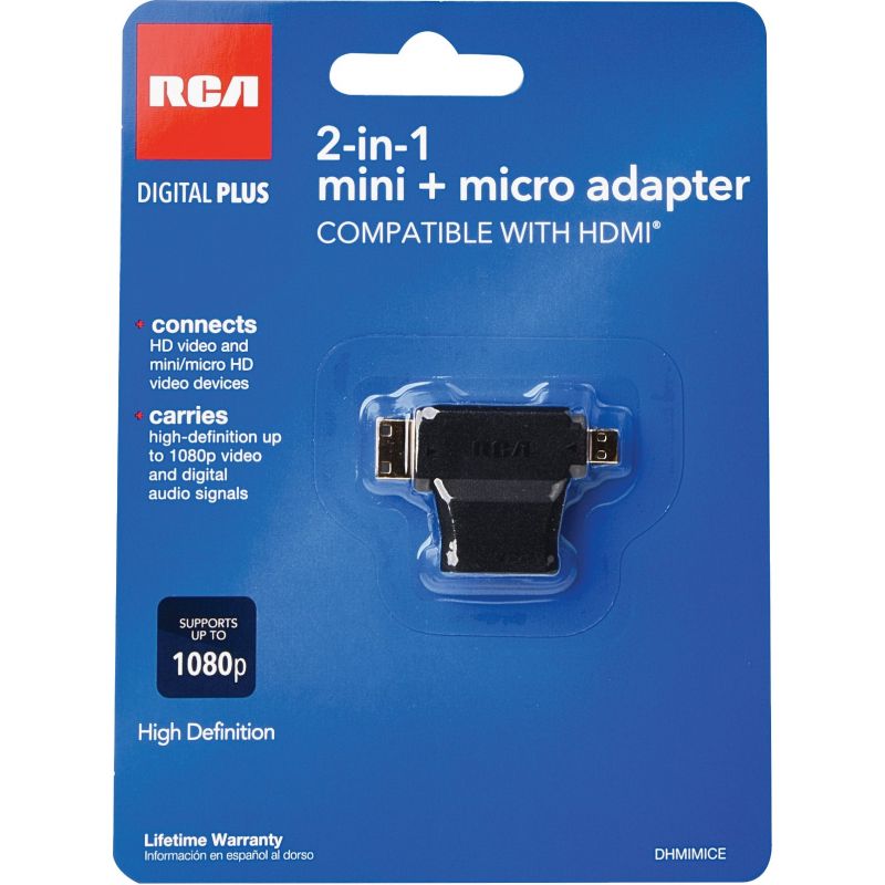 RCA 2-In-1 Mini+Micro HDMI Adapter Black