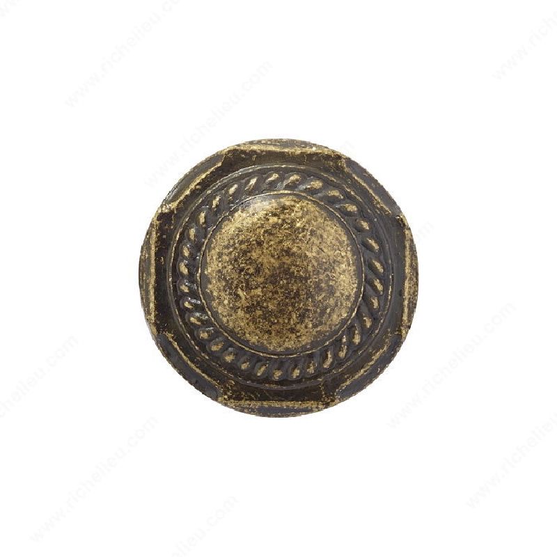Richelieu BP2390332BB Cabinet Knob, 13/16 in Projection, Metal, Burnished Brass 1-1/4 In Dia, Traditional