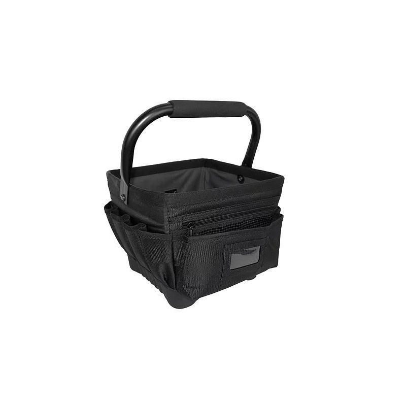 Bucket Boss Professional Series 74012 Tool Tote, 11 in W, 11 in D, 10 in H, 20-Pocket, Poly Fabric, Black Black