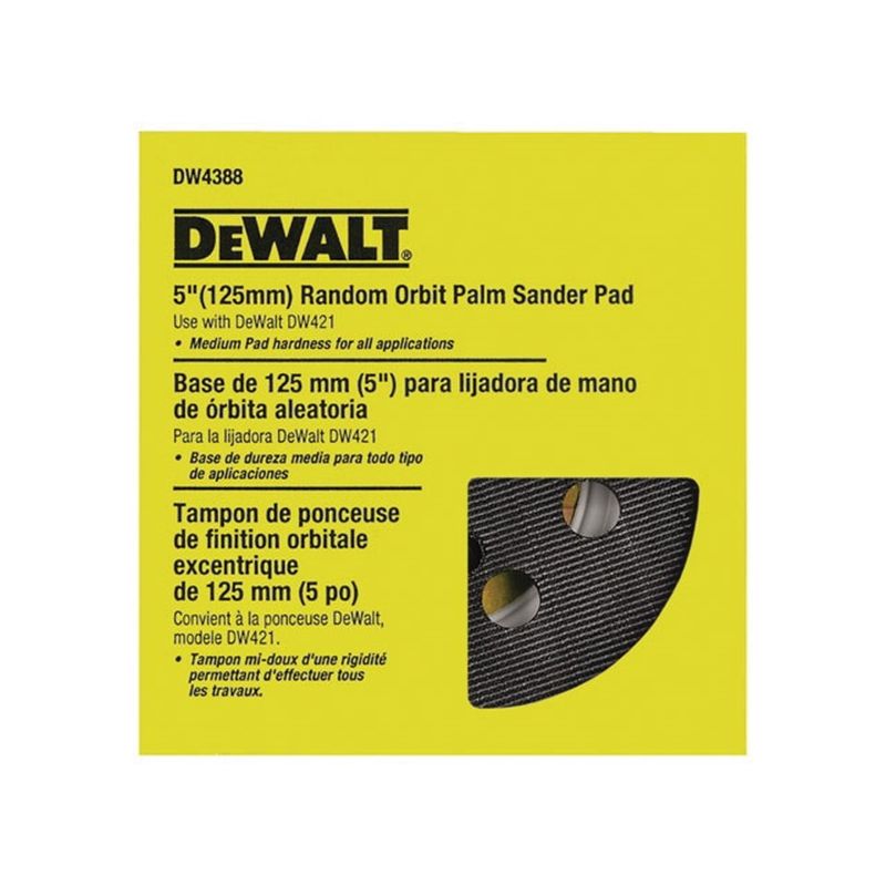 DeWALT DW4388 Pad, 5 in Dia, 8-Hole, Hook and Loop, Foam Black