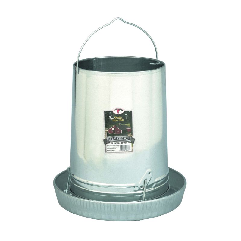 Little Giant 914043 Poultry Feeder, 30 lb Capacity, Rolled Edge, Galvanized Steel 30 Lb