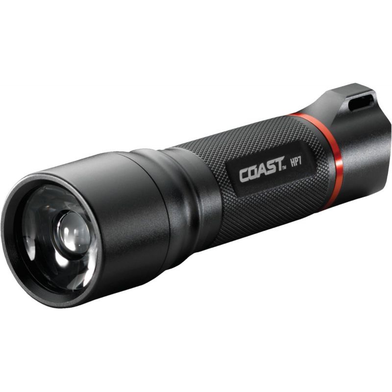 Coast HP7 Focusing LED Flashlight Black With Red Stripe