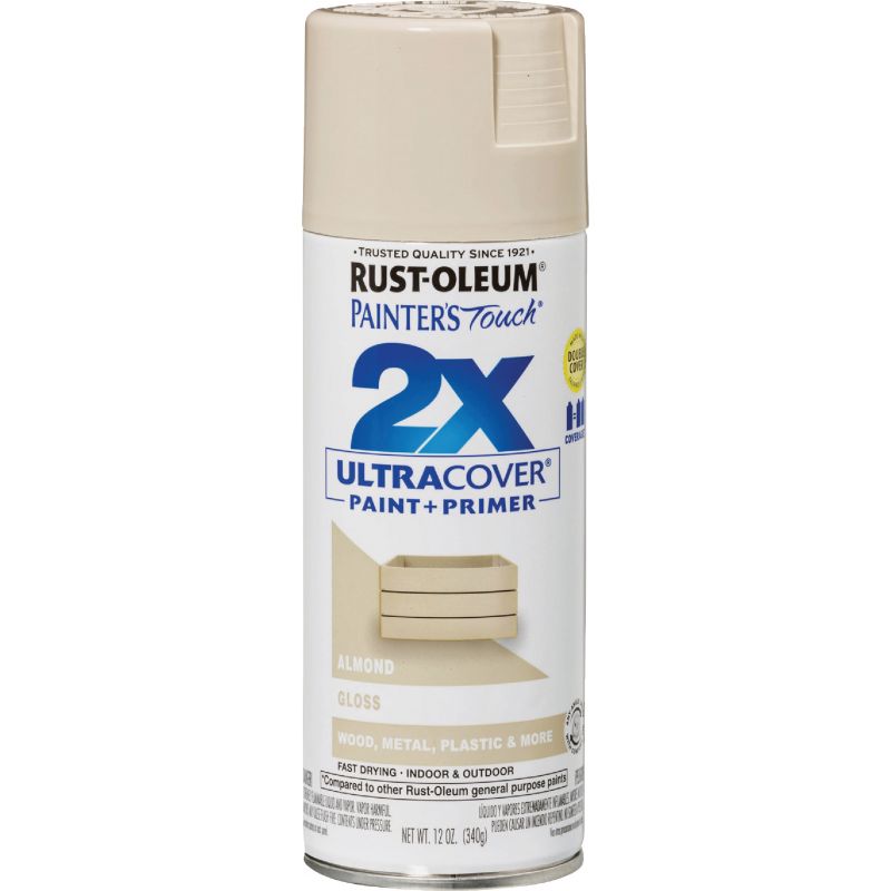 Rust-Oleum Painter&#039;s Touch 2X Ultra Cover Paint + Primer Spray Paint Almond, 12 Oz.
