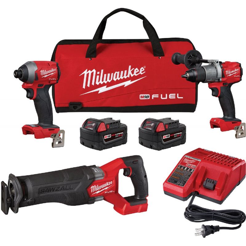 Milwaukee M18 FUEL Hammer Drill/ Impact Driver/Sawzall Cordless Tool Combo Kit