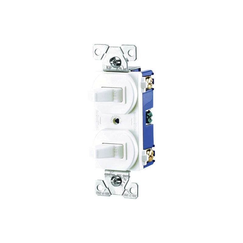 Eaton Wiring Devices 275W-BOX Combination Toggle Switch, 15 A, 120/277 V, Screw Terminal, Steel Housing Material White
