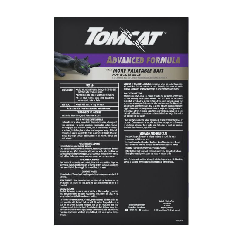 Tomcat 0372705 Rat and Mouse Killer Refillable Bait Station, 3 Rats Bait, Purple/Violet Purple/Violet