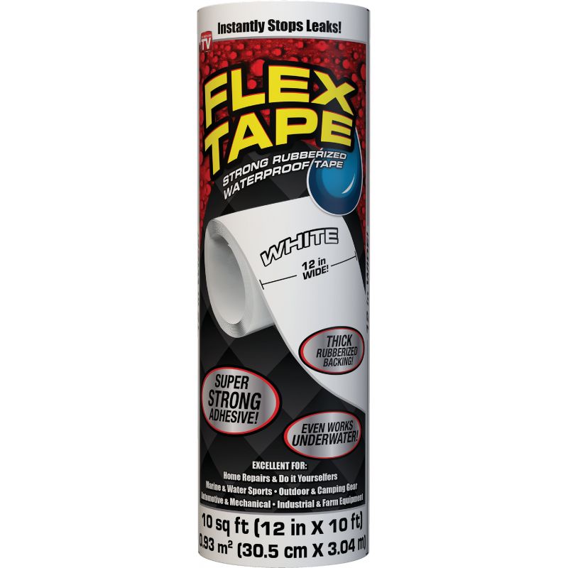 Flex Tape 12&quot; x 10&#039; White Rubberized Repair Tape