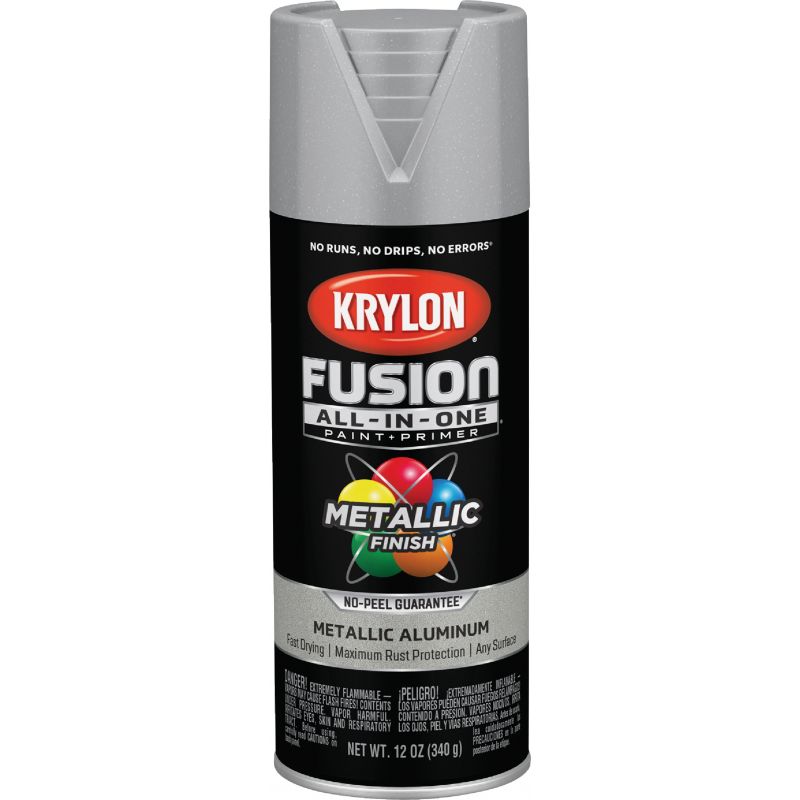 Krylon Fusion All-In-One Spray Paint &amp; Primer Metallic Aluminum, 12 Oz.