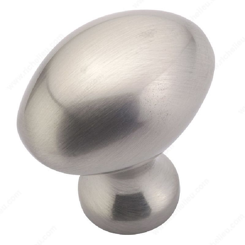 Richelieu BP4443195 Cabinet Knob, 1-5/16 in Projection, Metal, Brushed Nickel 1-3/16 In L X 25/32 In W, Traditional