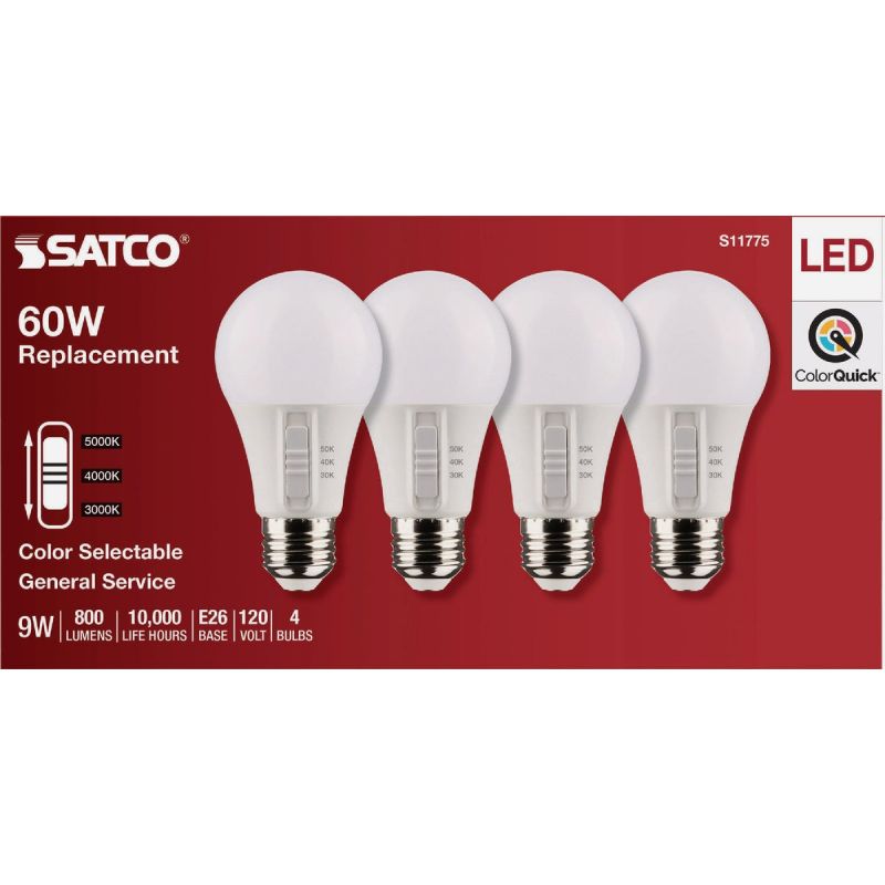 Satco Color Quick 3CCT LED A19 Light Bulb