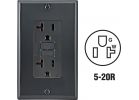 Leviton SmartLockPro Self-Test 20A GFCI Outlet With Wall Plate Black, 20