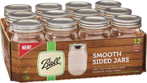 Ball, Smooth-Sided Glass Mason Jars with Lids & Bands, Wide Mouth, 32 oz,  12 Count 