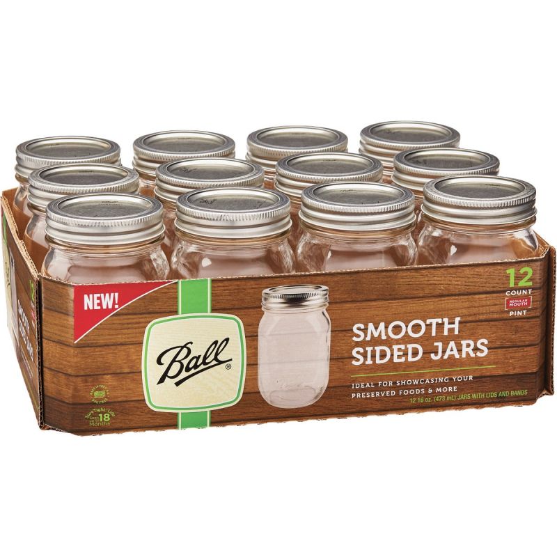 Ball Smooth-Sided Silver Lid Canning Jar 1 Pt.