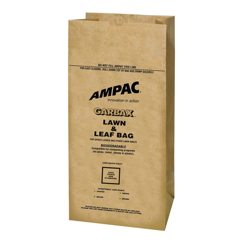 Ampac WGBPL-16 Lawn and Leaf Bag, 30 gal Capacity, Paper, 5/PK 30 Gal