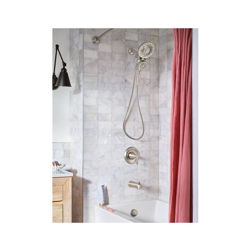 Moen Mikah 82310SRN Tub/Shower Faucet, Standard Showerhead, 1.75 gpm Showerhead, 6 Spray Settings, 1-Handle