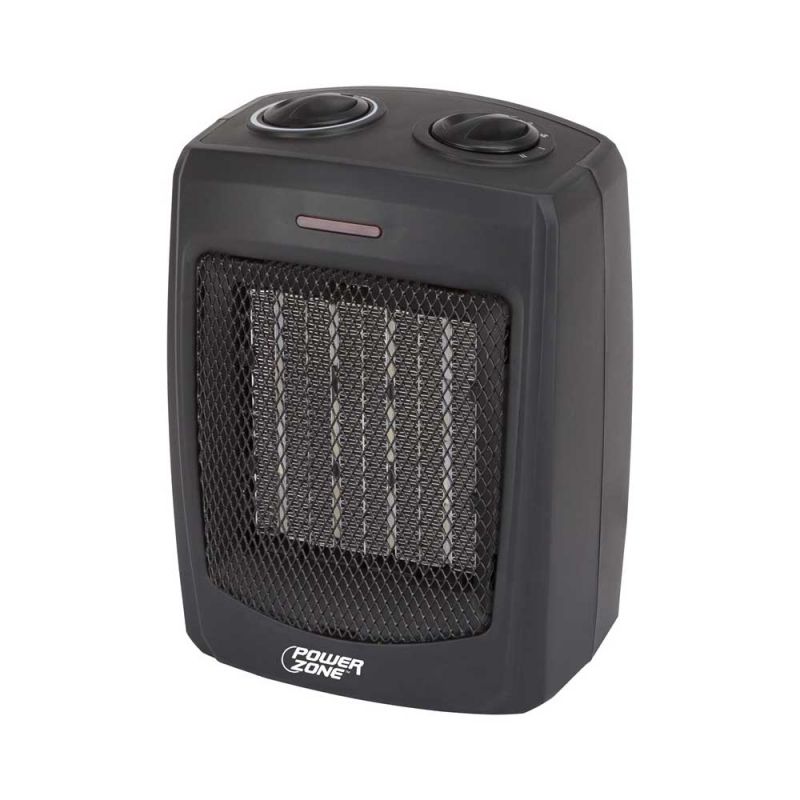 PowerZone PTC-700 Portable Electric Heater, 12.5 A, 120 V, 1500 W, 1500W Heating, 2 -Heat Setting, Black Black
