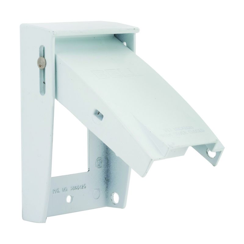 Hubbell 5028-6 Cover, 4-1/2 in L, 2-3/4 in W, Aluminum, White, Powder-Coated White