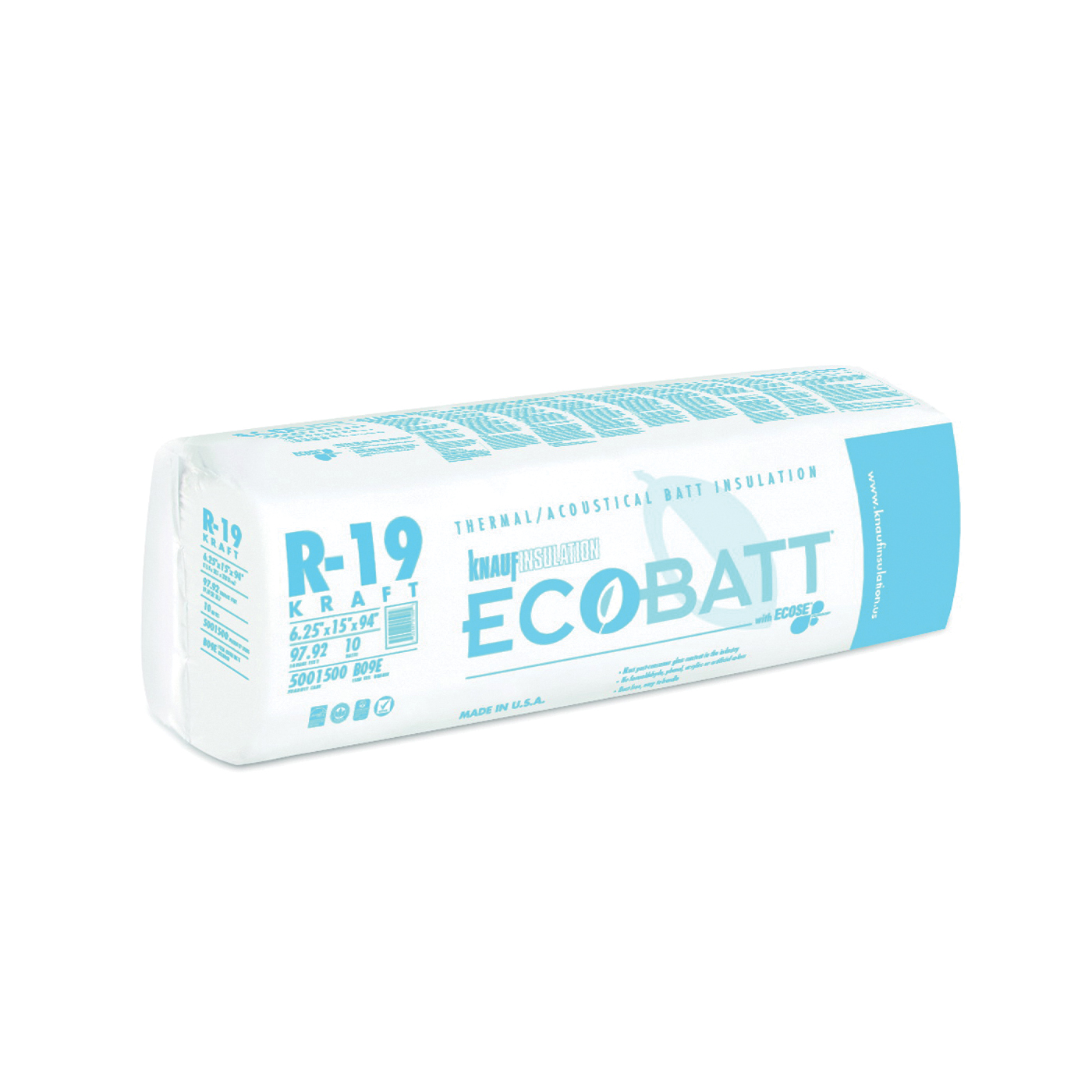 R-19 EcoRoll® Kraft Faced Fiberglass Insulation, Roll, 39