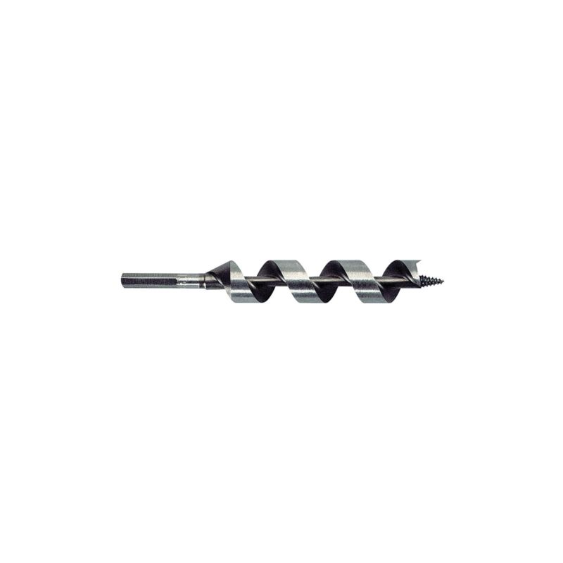 Irwin 49916 Power Drill Auger Bit, 1 in Dia, 7-1/2 in OAL, Solid Center Flute, 1-Flute, 5/16 in Dia Shank, Hex Shank