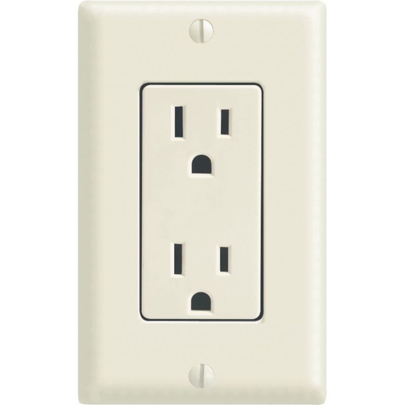 Leviton Decora Duplex Outlet With Wall Plate Light Almond, 15A