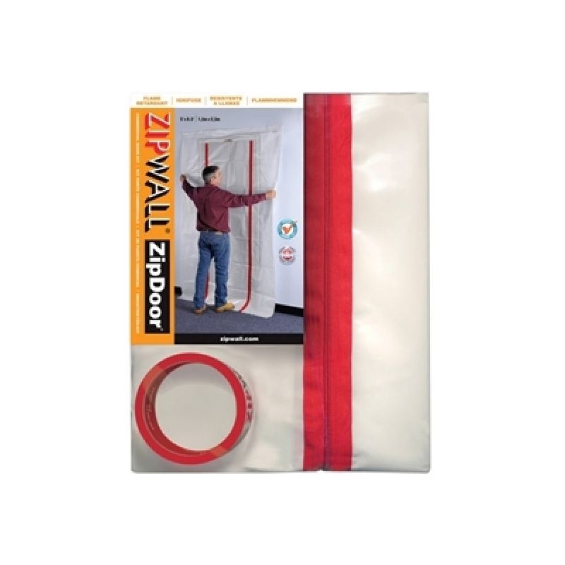 Zipwall ZDC Dust Barrier Door Kit, 4 ft L, 8 ft W, Plastic, Clear Clear