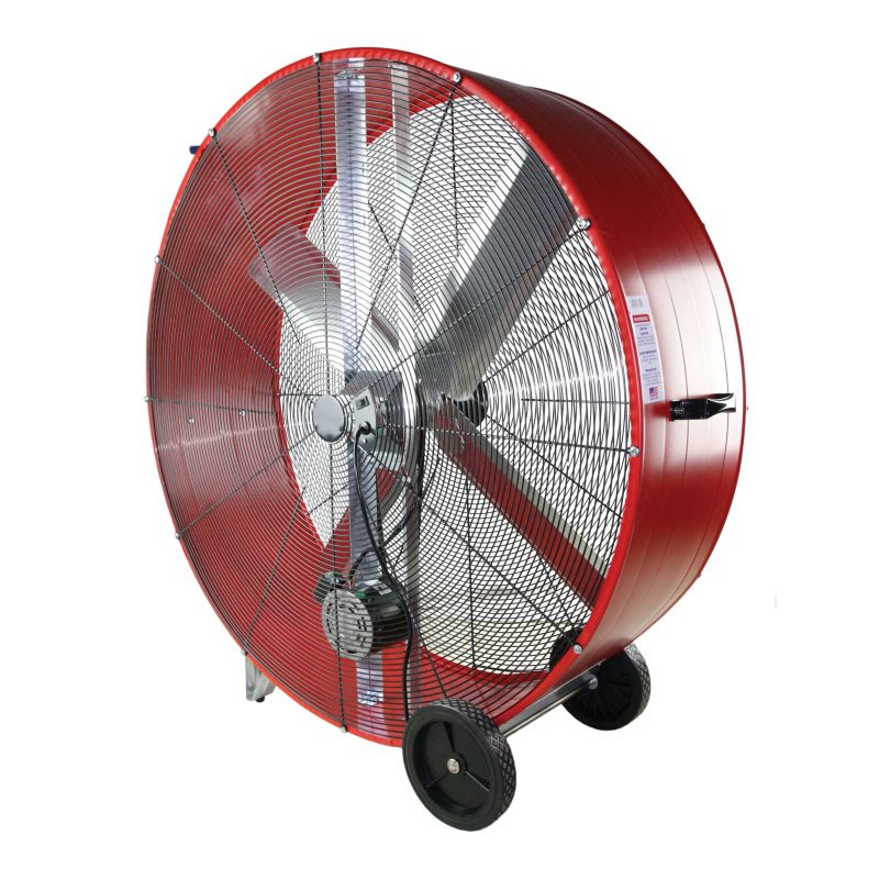 MaxxAir BF48BDRED Portable Drum Fan, 120 V, 2-Speed, 10,100 to 18,000 cfm Air, Black/Red Black/Red