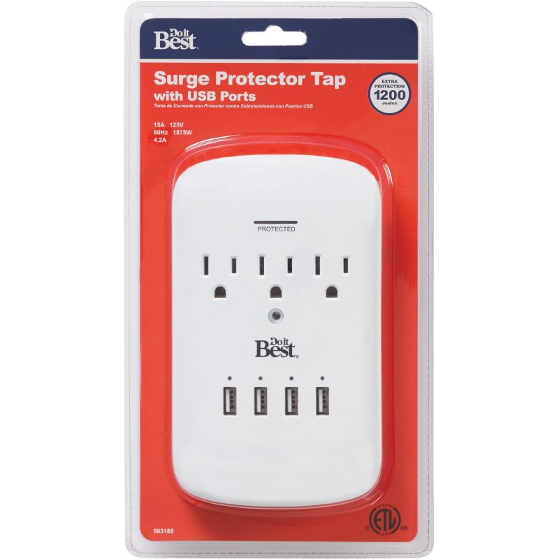 Do it Best 3-Outlet Surge Protector White, 15A